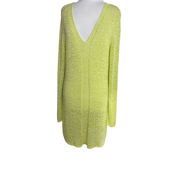 Sigrid Olsen XL Green Semi Sheer Long Over Size Sweater or Mini Dress Green Knit - Picture 1 of 7
